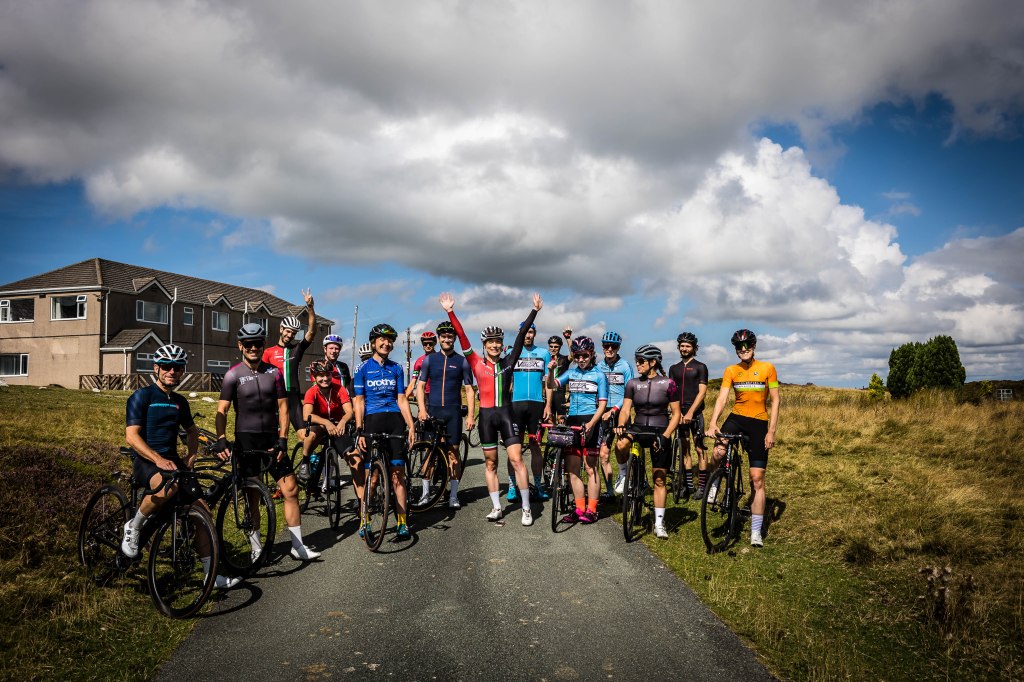 Cyclists behind the Ponderosa Cafe, Llangollen